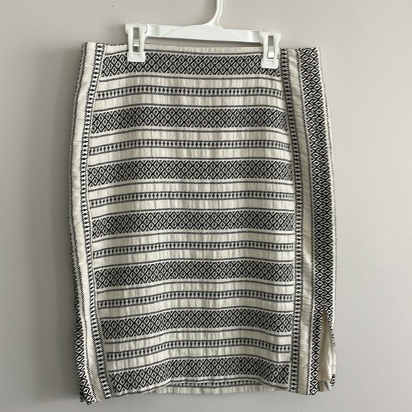 Ann Taylor LOFT Mosaic geometric Striped Pencil Skirt high waisted skirt - Picture 3 of 8